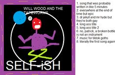 a poster with an image of a cartoon character in purple and black text that reads, will wood and the tartstorms