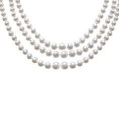 Introducing a stunning pair of 3-strand pearls fit for a queen! The pearls are made up of three strands of lustrous and perfectly round freshwater pearls that have been carefully hand-selected for their quality and beauty. Their creamy white color exudes a soft and delicate glow that complements any skin tone, making them perfect for both formal and casual occasions. With their elegant design and impeccable craftsmanship, these pearls are a true investment piece. Whether as a gift for a loved on Elegant Double Strand Pearl Necklace, Elegant Double Strand Pearl White Pearl Necklace, Luxury White Pearl Bridal Necklace, Luxury Double Strand Pearl Necklace, Elegant Double Strand Akoya Pearl Necklace, Elegant Multi-strand Pearl Necklace For Formal Occasions, Luxury White Double Strand Pearl Necklace, Pearl White Double Strand Akoya Pearl Necklace, Double Strand Akoya Pearl Necklace In Pearl White