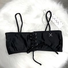 Boutinela Lace-Up Bikini Top Nwt Size: Small Color: Manhattan Black Comes In Original Packaging As Shown! Ships In 1 Business Day New To Posh? Sign Up With My Referral Code: Natalie_grayy > Get $10 Off Your First Order! Boutine La, Black Bralette, Manhattan, Black Fashion, Sign Up, Lace Up, Ships, Packaging, Lace