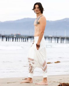 Aquila | Dance of Liberation Ceremonial Pant ♂ – glorka White Bohemian Harem Pants, White Harem Bottoms For Festival, Traditional White Bottoms For Summer, Traditional White Summer Bottoms, Dance Meditation, Totem Animal, Burning Man Fashion, Spiritual Warrior, Wild Dog