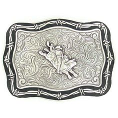 M&F Silver and Black Bull Rider Buckle Rodeo Belt, Rodeo Belt Buckles, Cowboy Belt Buckles, Belt Without Buckle, Bull Rider, Leather Belt Buckle, Nice Belts, Cowboy Belt, Western Belt Buckles