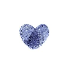 a fingerprint in the shape of a heart on a white background with space for text