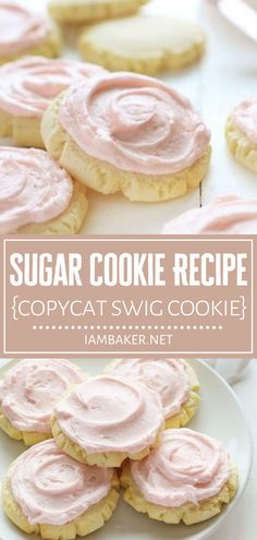 sugar cookie recipe copycat swigg cookies with pink frosting on top and in the middle