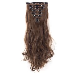 FLORATA Women 24" Long Curly Full Head Clip in Synthetic Hair Extentions 8 Piece 18 Clips Black Brown Blonde - Walmart.com - Walmart.com Curly Long Hair, Back Of The Head, Long Curly Hair