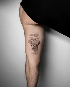 a man's leg with a tattoo on it that reads, mementos are not