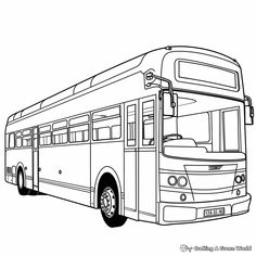 a bus is shown in this black and white drawing, it looks like the front end of