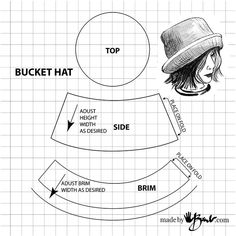 the diagram shows how to make a bucket hat