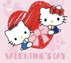 hello kitty valentine's day card with an image of two kittens on it