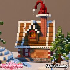 💾Available for Download on Patreon 💾  The gingerbread house is a staple for the holiday season! With collaboration from LaniBerri we bring you the cutest little gingerbread house! Decked out with full interior! Minecraft Holiday, Minecraft Decorations, Minecraft Stuff, Minecraft Blueprints, Minecraft Buildings