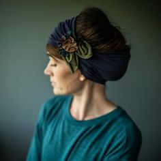 One of a Kind | Garlands of Grace Garlands Of Grace, Golden Morning, Aubergine Colour, Chemo Scarves, Vintage Headband, Classic Hair, Morning Walks, Vintage Headbands, Indigo Colour