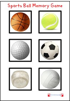 sports memory game with four different balls