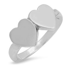 Style: Double Heart Signet Ring Metal: 14K Gold [Yellow Gold, Rose Gold or White Gold] Sterling Silver Rings With Polished Finish For Valentine's Day, Hallmarked White Gold Rings For Valentine's Day, Stackable Heart Ring In White Gold, Stackable Heart Rings, Stackable White Gold Heart Ring, White Gold Stackable Heart Ring, Classic Heart-shaped Hallmarked Rings, Valentine's Day Promise Jewelry With Polished Finish, Valentine's Day White Gold Hallmarked Rings