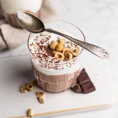 there is a dessert with nuts and milk in it