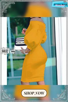 Puff Sleeve Off Shoulder Bodycon Dress Women Solid Red Yellow Slim Fit Party Dress Summer Women Clohes Elegant Vestidos Orange Puff Sleeve Dress For Party, Orange Puff Sleeve Party Dress, Fitted Party Dress, Summer Party Dress, Red Yellow, Summer Women, Puff Sleeve, Off Shoulder, Party Dress