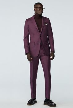 The perfect Custom Suit in Hayle Sharkskin Deep Purple Suit fabric. Shop a wide selection of Custom Suits, blue suits, gray suits, black suits & more at INDOCHINO. FREE Shipping on orders over $150. Magenta Suit Men, Elegant Burgundy Suits For Workwear, Elegant Purple Suit With Suit Collar, Elegant Burgundy Suit For Work, Elegant Burgundy Workwear Suit, Luxury Custom Fit Suits For Fall, Burgundy Suits For Formal Fall Occasions, Bespoke Fitted Winter Suits, Elegant Purple Long Sleeve Suits