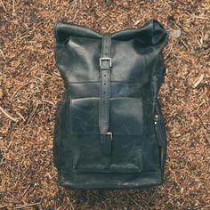 The Kobuk Men's Leather Backpack Roll Top Rucksack For Laptops Midnight Black Leather Backpack For Overnight Trips, Black Leather Adventure Backpack, Black Leather Backpack For Adventure, Black Leather Adventure Bag, Backpacks For Travel, Roll Top Backpack, Weekend Camping, Weekend Camping Trip, Leather Backpack For Men