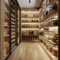 a store with shelves filled with lots of food