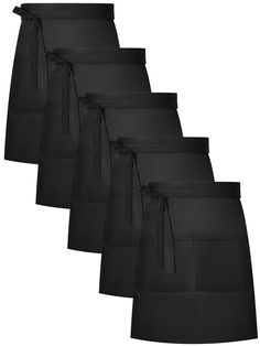 six pairs of black women's shorts with ties on the waist and side pockets