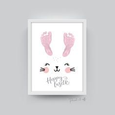 a pink bunny rabbit print with the words happy easter