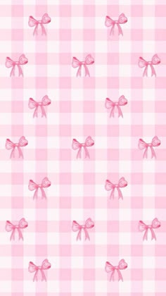 pink bows on a checkered table cloth