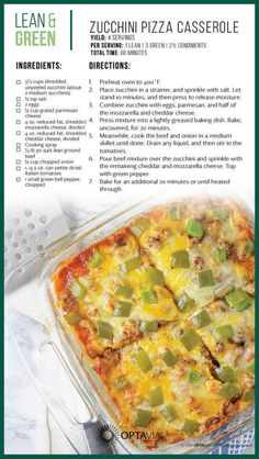 the recipe for zucchini pizza casserole is shown