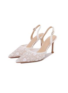 Women Pearl Lace High-heeled Sandals Spring Wedding Shoes With Pointed Toe In Synthetic, Fabric Heels With Pointed Toe For Evening, Fabric Pointed Toe Heels For Evening, Elegant Fabric Heels With Pointed Toe, Elegant Pointed Toe Fabric Heels, Spring Mesh Heels With Pointed Toe, Spring Mesh Pointed Toe Heels, Elegant Fabric Heels With Heel Strap, Summer Mesh Heels With Pointed Toe