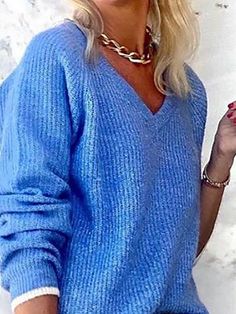 Casual Winter Solid V Neck Acrylic Beach Long Sleeve Sweater for Women Trendy V-neck Sweater For Vacation, Casual Fall Sweater For Vacation, Casual V-neck Sweater For Vacation, Casual Winter Sweater For Vacation, Casual Winter Vacation Sweater, Chic Winter Vacation Tops, Trendy Winter Vacation Sweater, V-neck Tops For Winter Vacation, Winter Vacation V-neck Tops