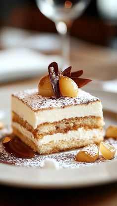 a piece of cake sitting on top of a white plate