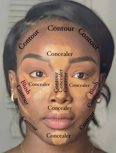 Color Corrector For Black Women, Concealer Only Makeup Black Women, Makeup Placement, Black Women Makeup Tutorial, Makeup Charts, Black Women Makeup, Women Makeup, Color Corrector, Girls Makeup