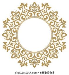 an ornate gold frame on white background with copy space in the center for your text