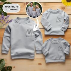 Custom Family Portrait Sweatshirt | Custom Portrait from Photo Sweatshirt | Personalized Family Gift | Custom Gifts | Couples Portrait Perfect for matching your family this season! Now you can match your whole family in these amazing matching custom portrait from photo Sweatshirts. Please note: Items need to be added to basket separately to receive the set. After purchase, please send your good quality photo to us via Etsy Messages. Ideal for any situation, a unisex heavy blend crewneck sweatshi Family Sweaters Matching, Personalized Cotton Sweatshirt For Family, Family Matching Graphic Print Sweatshirt, Family Matching Sweatshirt For Mother's Day, Personalized Cotton Family Sweatshirt, Family Matching Crew Neck T-shirt With Character Print, Family Sweater, Couples Portrait, Personalized Family Gifts