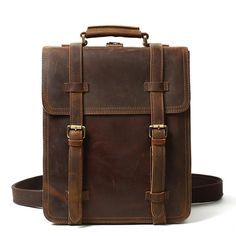 Vintage Small Leather Backpack Purse, Designer Backpacks, Sling Backpack Model Number: YD8062 Dimensions: 11.8"L x 7"W x 13.7"H / 30cm(L) x 18cm(W) x 35cm(H) Weight: 3.9lb / 1.8kg Hardware: Brass Hardware Shoulder Strap: Adjustable & Removable Color: Vintage Brown / Dark Brown Features: • Genuine Full Grain Natural Leather• Inside 1 Zipper Pocket, Purse Pocket, 1 Cell Pocket.• YKK Zipper• Adjustable Shoulder Strap• Can fit a 13'' Laptop. Leather Backpacks School, Small Leather Backpack, Vintage Leather Backpack, Brown Leather Backpack, Leather Backpack Purse, Vintage Backpacks, Leather Rucksack, Rucksack Backpack, Shoulder Messenger Bag