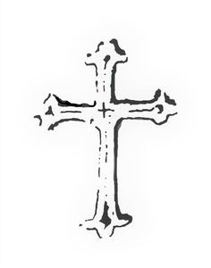 a black and white drawing of a cross