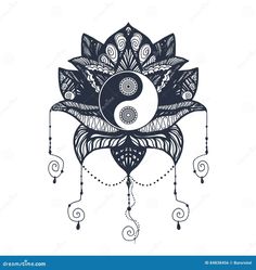 the yin yang symbol is depicted in black and white stock photo - image 34978