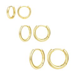 PRICES MAY VARY. Gold Huggie Earrings：One order includes 3 pairs S925 sterling silver post tiny huggie hoop earrings. Size are 10mm, 12mm and 15mm，perfect for daily wear. These tiny gold hoop earrings are very dainty and beautiful, will never be out of style. Material：These cartilage huggie earrings made of 14k gold plated solid brass. Hypoallergenic, Nickel and Lead-Free. High polished with smooth surface, keep long time color, not easy to tarnish. Easily wearing and take off with a sturdy and Tiny Gold Hoop Earrings, 14k Gold Hoop Earrings, Mens Earrings Hoop, Earrings For Men, Kids Earrings, Hoops Earrings, Hoop Earring Sets, Gifts For Sister, Hypoallergenic Earrings