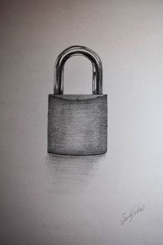 a pencil drawing of a padlock