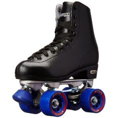 a pair of roller skates with blue wheels