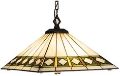 a light fixture with a stained glass shade