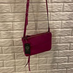 Brand New With Tag, Op $148.00 Magenta Color Crossbody Shopping Bag, Crossbody Satchel For Shopping, Pink Crossbody Shoulder Bag With Magnetic Closure, Hot Pink Crossbody Bag, Pink Textured Leather Crossbody Shoulder Bag, Magenta Bag, Pink Crossbody Shoulder Bag With Snap Closure, Purple Cross, Denim Crossbody