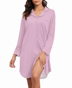 PRICES MAY VARY. Material: Our nightgowns are made of soft fabric, the sleepwear provides an exceptional level of comfort. It ensures you all night comfort,helping you have a good sleep Features: The long sleeve nightgown is the perfect casual look with a button design and a chest pocket. The beautiful prints in various colors give you a different kind of beauty. Not only does it has classical design, but it also provides you with the ultimate lazy sleep experience Feelings: This nightshirt for Pink Sleepwear With Button Closure, Button-up Sleepwear For Pajama Party, Pink Sleepwear With Button Closure For Loungewear, Pink Button-up Sleepwear For Pajama Party, Pink Button-up Sleepwear For Loungewear, Long Sleeve Buttoned Sleepwear For Pajama Party, Long Sleeve Buttoned Nightgown For Bedtime, Long Sleeve Buttoned Nightgown, Long Sleeve Nightgown With Buttons