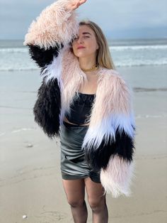 Exclusive three colors faux fur shaggy cropped Jacket. This luxe piece features a vibrant faux fur fabrication will become a season staple and will upgrade any look. Fully lined Loops and buttons closure 💯 % hand made Tailored with love in LA Only dry cleaning Model is wearing Size M Trendy Pink Faux Fur Coat, Trendy Faux Fur Coat, Chic Pink Faux Fur Coat, Faux Coat, Faux Jacket, Hand Painted Denim Jacket, Faux Fur Cropped Jacket, Long Faux Fur Coat, Painted Denim Jacket