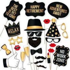 a set of photo booth props for a new year's eve party