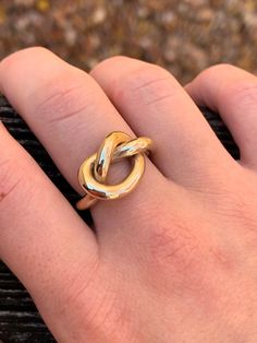 "14kt gold knot ring, made just for you in your ring size. This ring will be stamped 14kt and trademarked by me. Each ring is hand twisted and soldered, sanded, finished, tumbled, and hand polished to a high shine Each ring is made with 14kt solid yellow gold  8 gauge thick (3.25mm or 1/8\" diameter round wire)    Beautiful ring that will stand out and can be handed down over many years. For weight information, a size 6 ring weighs approximately 11 grams of 14kt gold." 14kt Gold Jewelry, Gold Knot Ring, Gifts For Daughters, Love Knot Ring, Spiral Ring, Model Woman, Jewelry Fashion Trends, Knot Ring, Xmas Presents