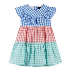 Take her wardrobe to the next level with our collection of dresses for girls. This Baby Girls Multi Color Gingham Dress is twirl-worthy and fun! This girls dress features a multi colored gingham print through out and ruffled bib for some added glam! Plaid Patchwork Short Sleeve Dress, Cute Multicolor Dress With Ruffle Hem, Summer Gingham Patchwork Dress, Gingham Patchwork Summer Dresses, Summer Gingham Dresses With Patchwork, Multicolor Short Sleeve Twirl Dress With Ruffles, Plaid Short Sleeve Dress With Ruffle Hem, Multicolor Twirl Dress With Ruffles And Short Sleeves, Multicolor Ruffle Twirl Dress For Playdate