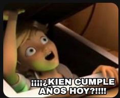 an animated image of a boy with his hand up in the air and text that reads, hij kien cumple no's hoy?