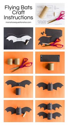 the instructions for how to make bats out of toilet paper and construction materials are shown