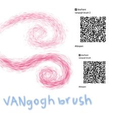 the word vangogh brush is written in blue and pink ink on a white background