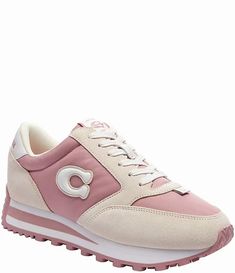 COACH Runner Signature Logo Retro Lace-Up Sneakers | Dillard's Pink Chalk, Logo Retro, Sneaker Style, Retro Logos, Eva Sole, Classic Sneakers, Signature Logo, Global Fashion, Running Shoe