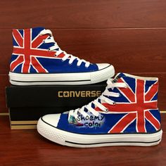 Hand Painted Shoes Design UK Flag Converse High Top Canvas Sneakers