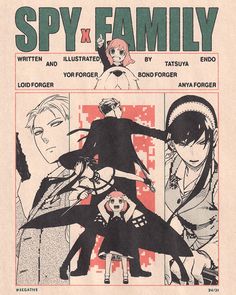 an old comic book with the title'spy x family'written in english and japanese